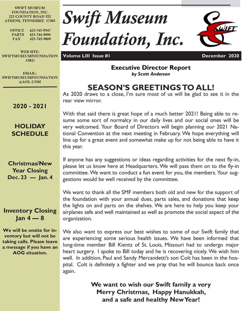 December 2020 SMF Newsletter
